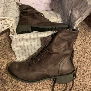 Mudd Lace Up Booties with Flannel